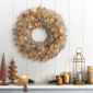 Puleo International 24in. Pre-Lit Warm White Lights Tan Wreath - image 2