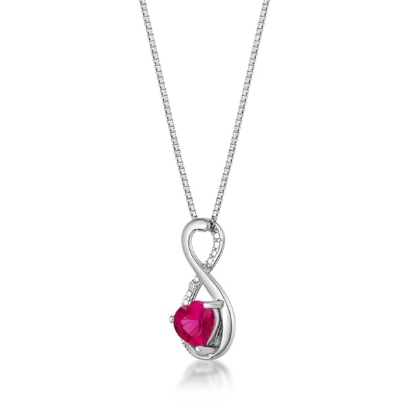 Gemminded  Sterling Silver 6mm Heart Ruby Infinity Pendant