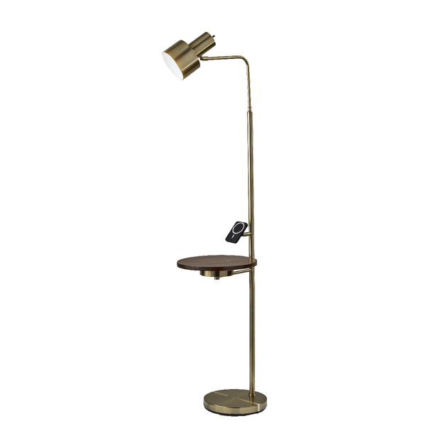 Adesso Joel Wireless Charging Task Floor Lamp with Metal Shade