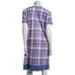 Womens White Orchid Short Sleeve Butter Knit Plaid Nightshirt - image 2