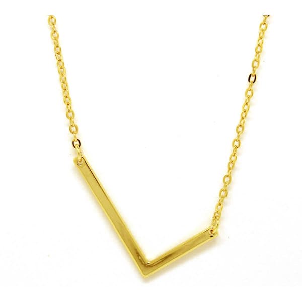 Gold Plated L Initial Pendant Necklace - image 