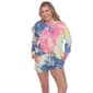 Womens White Mark Tie-Dye Lounge Top And Shorts Set - image 4