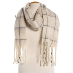 Womens Renshun Plaid Windowpane with Fringe Scarf