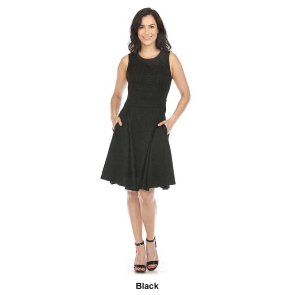 Womens White Mark Knee Length Tweed  Fit & Flare Dress
