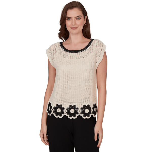 Plus Size Skyes the Limit Terra Tropic Cap Sleeve Floral Sweater