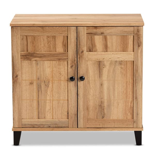 Baxton Studio Glidden Oak Brown Wood 2-Door Shoe Storage Cabinet
