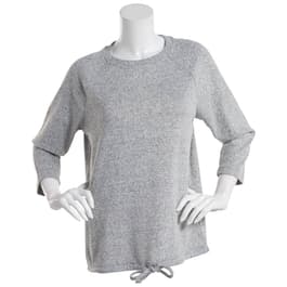 Petite Architect&#40;R&#41; 3/4 Sleeve Hacci Drawstring Top - Grey