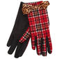 Womens Betsey Johnson Plaid & Leopard Bow Faux Suede Gloves - image 1