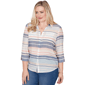 Womens Alfred Dunner Port Side Stripe Button Front Blouse - image 3