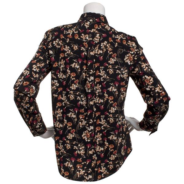 Petite AK Anne Klein Long Sleeve Floral Blouse