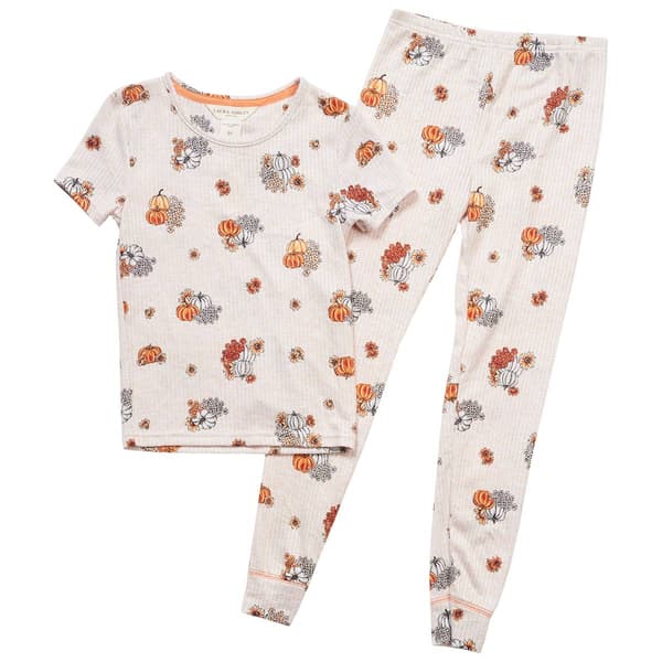 Girls (5-6x) Laura Ashley® Tight Fit Harvest Pumpkins Pajama Set