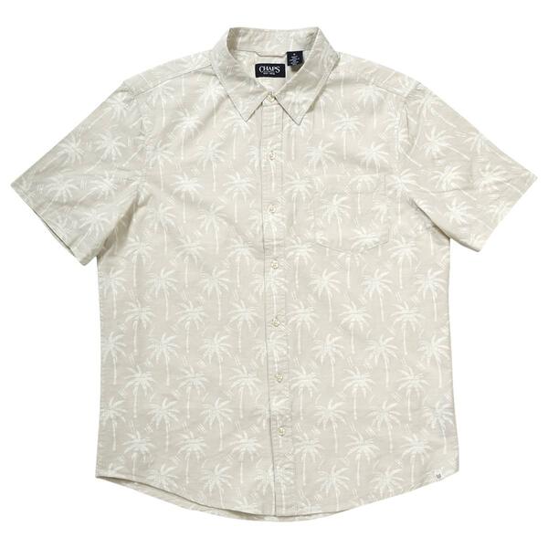 Mens Chaps Short Sleeve Chambray Button Down Shirt - Sand - image 