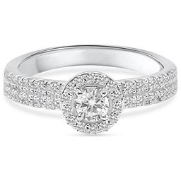 Nova Star® Sterling Silver 1/2ctw. Lab-Grown Diamond Bridal Ring