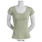 Juniors Aveto Cap Sleeve Scoop Neck Solid Jersey Knit Tee - image 8