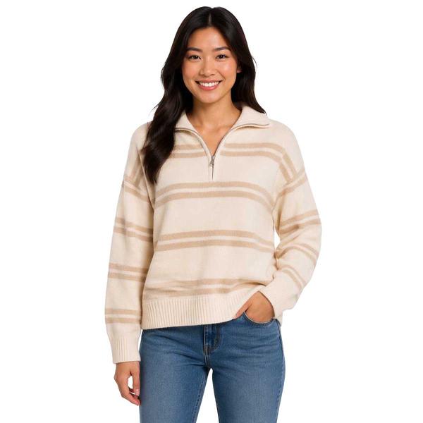 Juniors Plus Madden Girl Striped 1/4 Zipped Pullover - image 