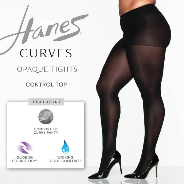 Plus Size Hanes&#40;R&#41; Curves Opaque Tights - image 