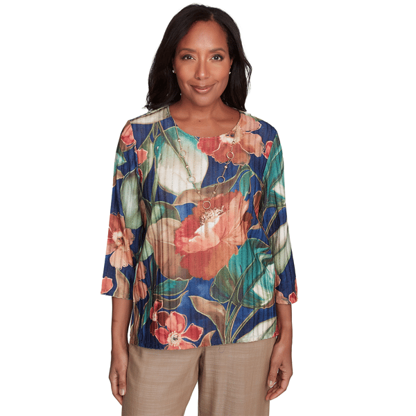 Womens Alfred Dunner Summer Solstice Dramatic Floral Blouse - image 