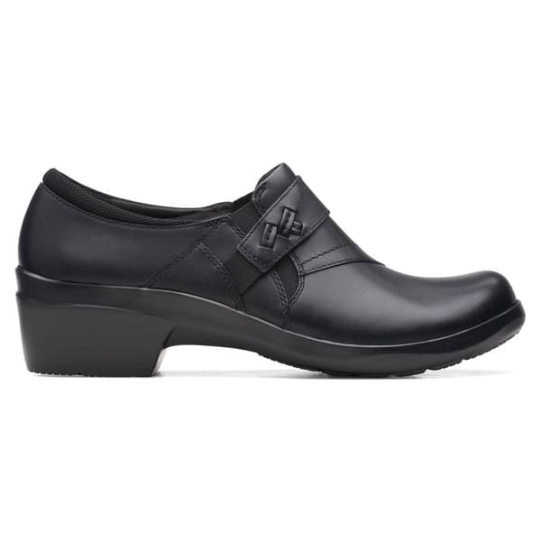 Womens Clarks&#174; Angie Pearl Black Leather Loafers