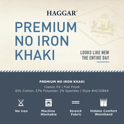 Mens Haggar Premium No Iron Khaki Flat Front Pants