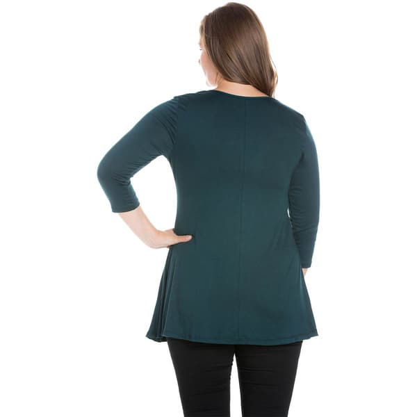 Plus Size 24/7 Comfort Apparel 3/4 Sleeve V-Neck Tunic