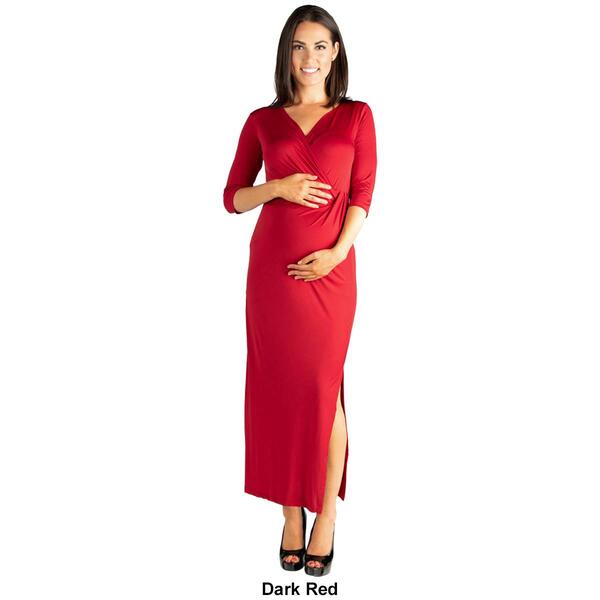 Womens 24/7 Comfort Apparel Maternity Side Slit Wrap Dress