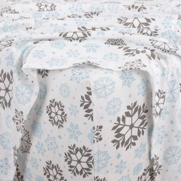 Kathy Ireland 100% Turkish Cotton Flannel Snowflakes Sheet Set