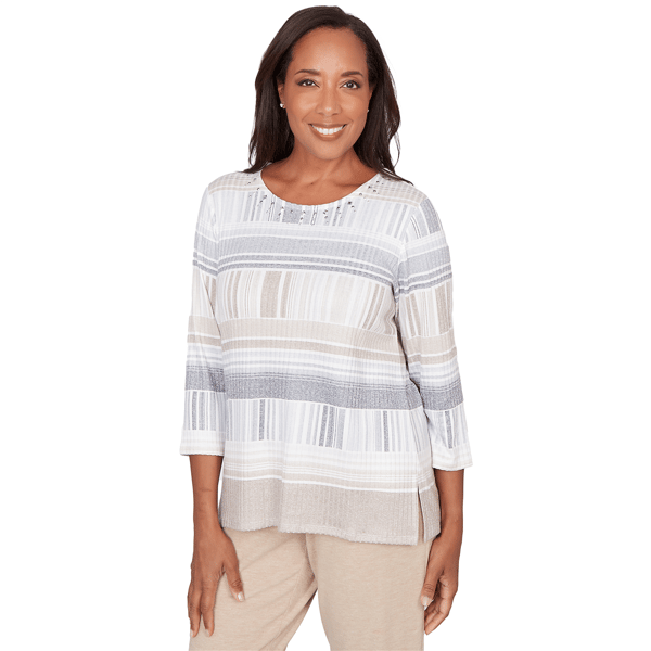 Petites Alfred Dunner Comfort & Joy Abstract Stripe Blouse