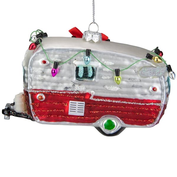 Northlight Seasonal Vintage Camper Glass Christmas Ornament