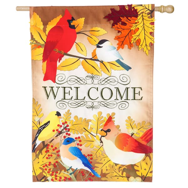 Evergreen Autumn Song Bird Garden Flag - image 