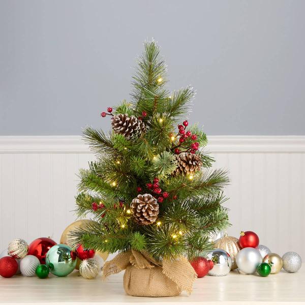 National Tree Iced Berry Pine 2ft. LED Mini Christmas Tree