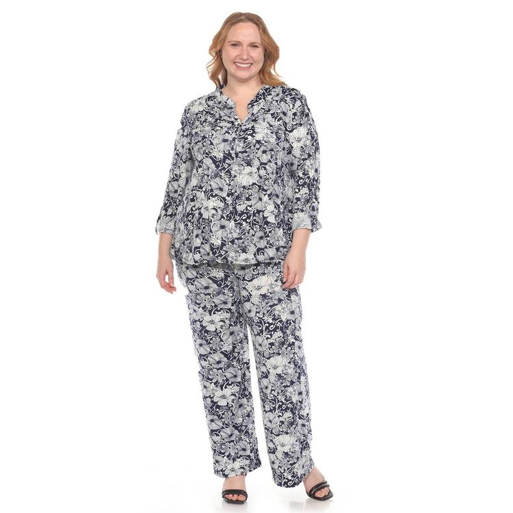 Plus Size White Mark 2pc. Floral Print Tunic and Pant Set