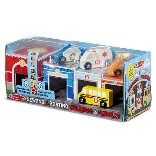 Melissa &amp; Doug(R) Nesting &amp; Sorting Buildings &amp; Vehicles - image 