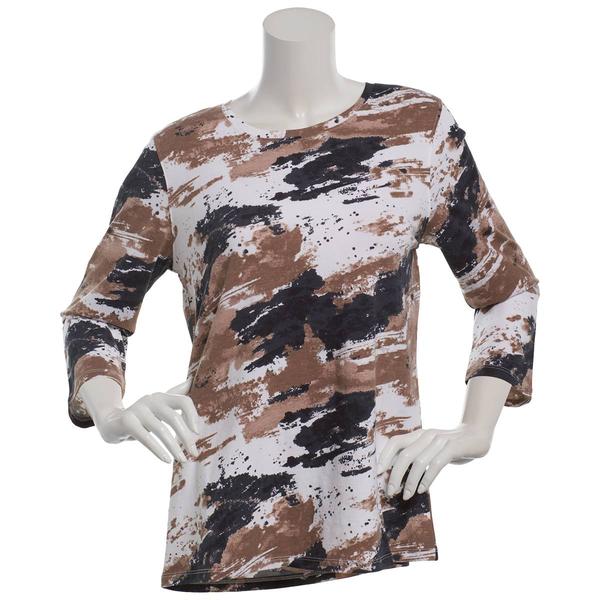 Petite Preswick & Moore® 3/4 Sleeve Splatter Abstract Tee - image 