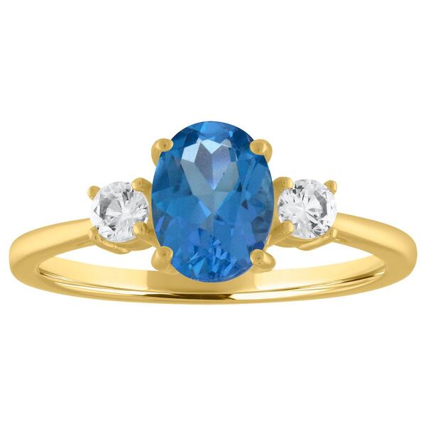 Gemstone Classics&#40;tm&#41; Oval Blue Topaz 10kt. Yellow Gold Ring - image 