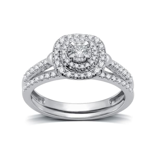 Nova Star&#40;R&#41; 1/2cttw. Lab Grown Diamond Double Halo Bridal Set