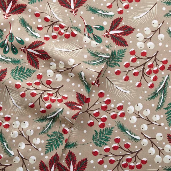 Micro Flannel® Winterberries Printed Deep-Pocket Sheet Set