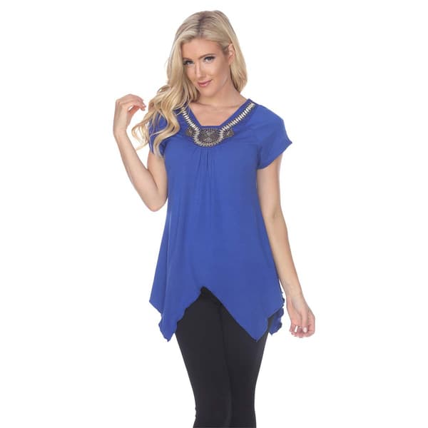 Womens White Mark Fenella Short Sleeve Embellished Tunic - image 