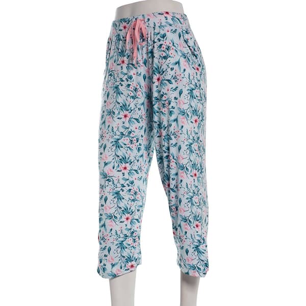Womens Rene Rofe(R) Floral Capri Pajama Pants - Teal - image 