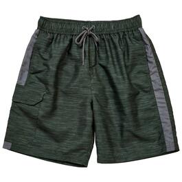 Young Mens Surf Zone Olive Space Dye Swim Trunks