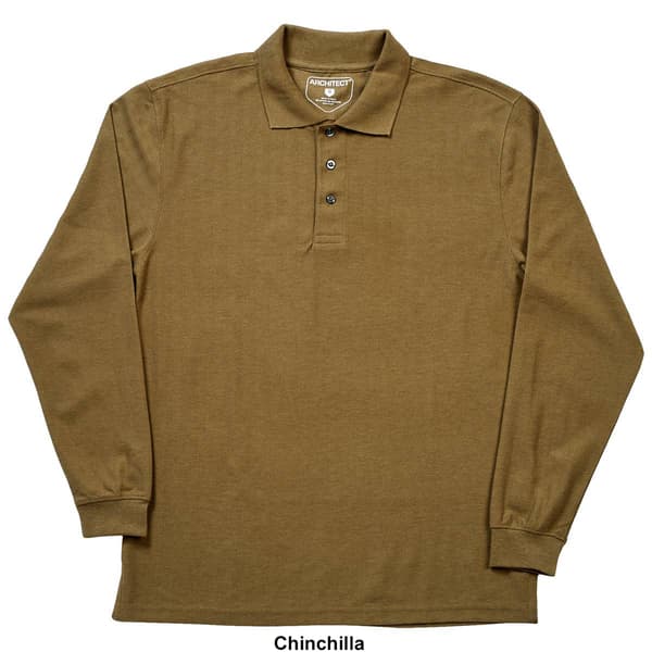 Mens Architect&#174; Herringbone Jacquard Long Sleeve Polo