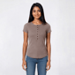 Juniors Pink Rose Short Sleeve Mineral Wash Ribbed Henley Top - image 3