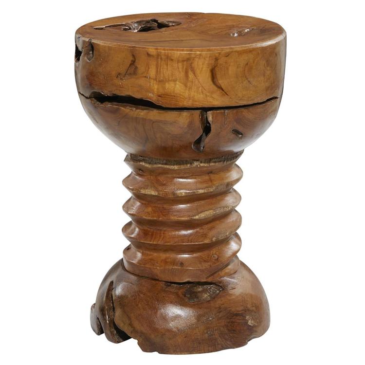 9th & Pike® Rustic Brown Teak Wood End Table