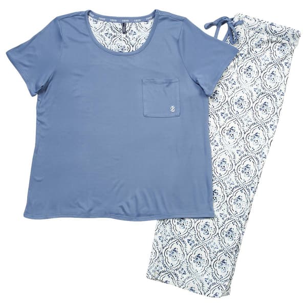Petite IZOD(R) Short Sleeve Solid Tee & Flowers Capris Pajama Set - image 