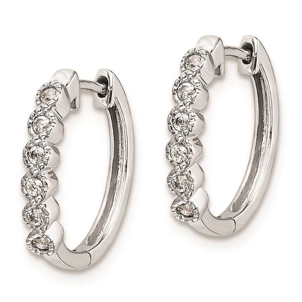 Pure Fire 14kt. White Gold 1/10ctw. Diamond Hinged Hoop Earrings