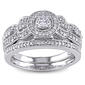 Loveblooms&#40;tm&#41; White Gold Diamond Halo Bridal Ring Set - image 1