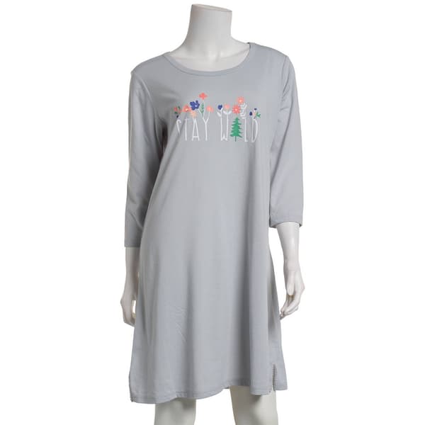 Womens Goodnight Kiss 3/4 Sleeve Stay Wild Nightshirt - image 