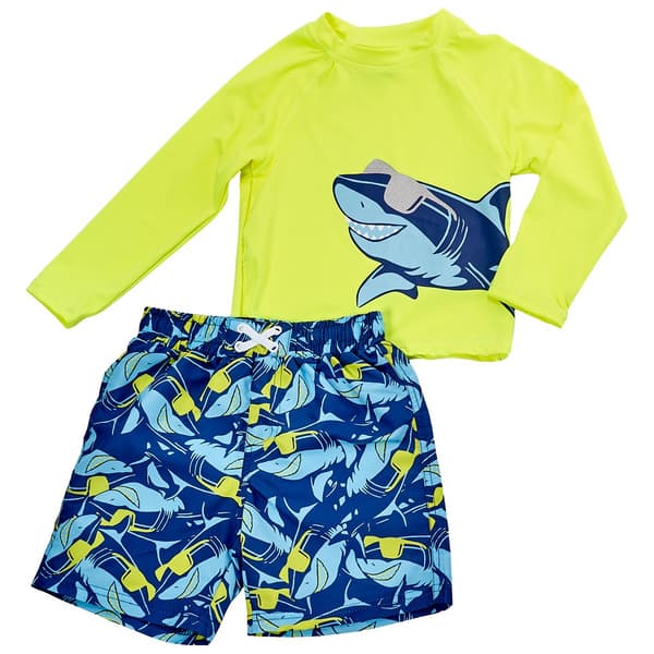 Toddler Boy iXtreme 2pc. Sunglass Shark Rashguard Swim Set - image 