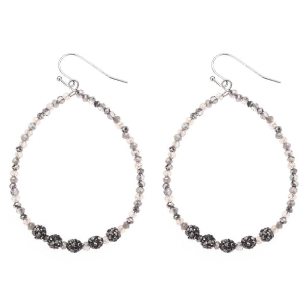 Ashley Cooper(tm) Hematite-Tone Beaded Hoop Earrings - image 