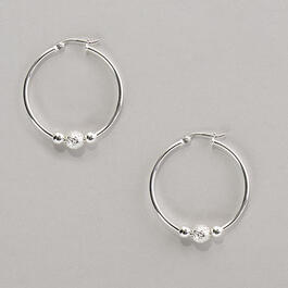 Sterling Silver 3 Bead Hoop Earrings