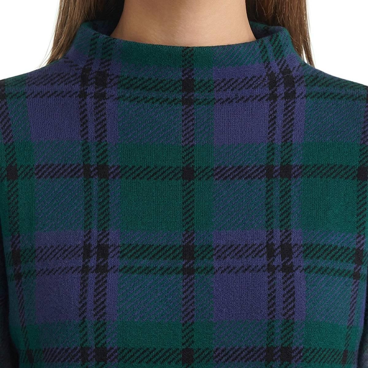 Womens Jones New York Long Sleeve Funnel Neck Plaid Sweater